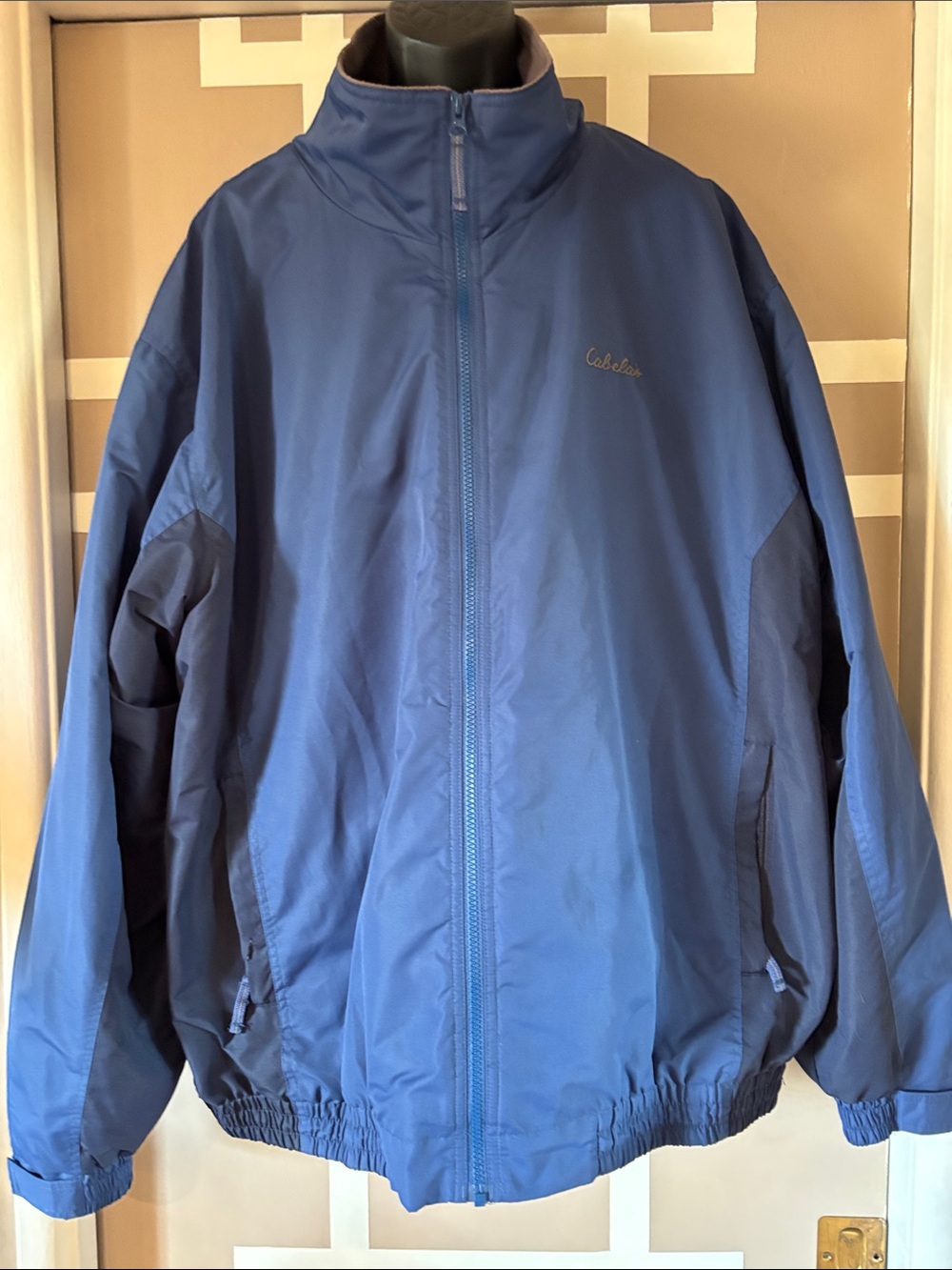 Cabela's Men’s Two-Tone Blue Fleece Lined Full-Zip Windbreaker, 3X LIKE NEW